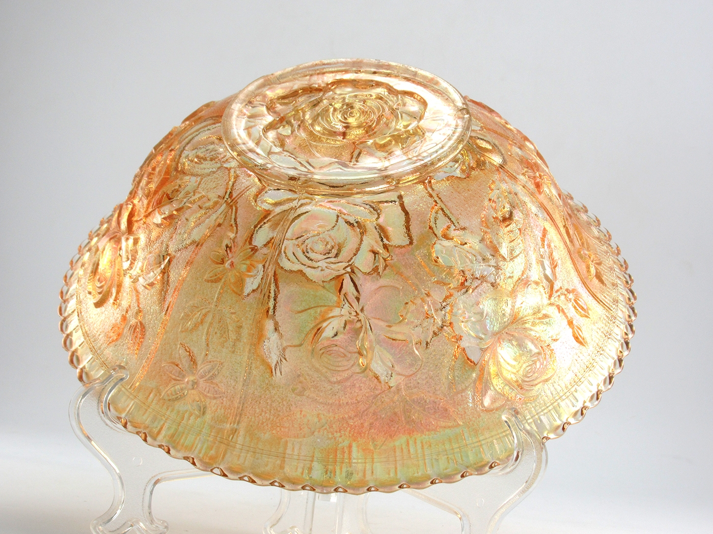 Imperial Glass Open Rose Rubigold Lustre 10" Bowl - Image 4