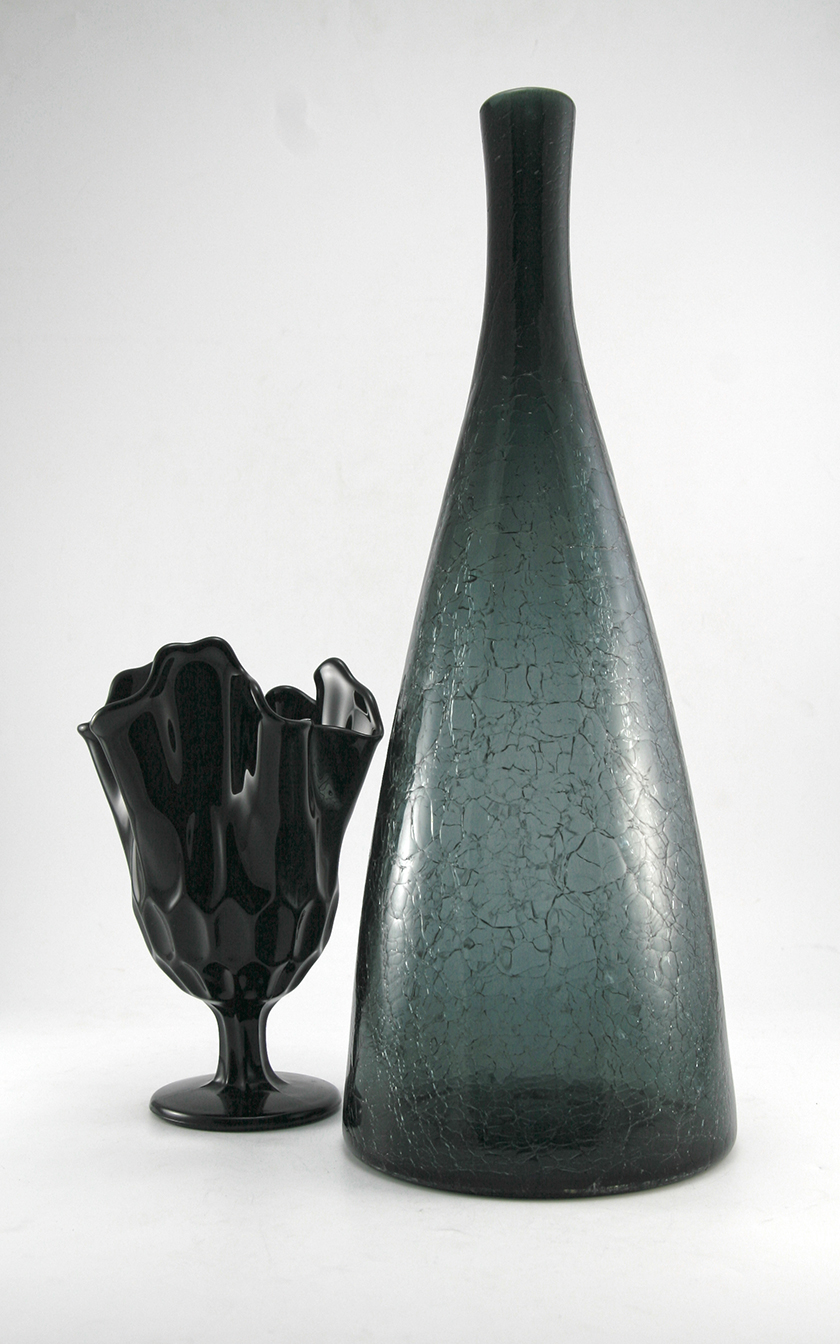 Blenko Art Glass Decanter Bottle Charcoal Crackle Huge - Image 5