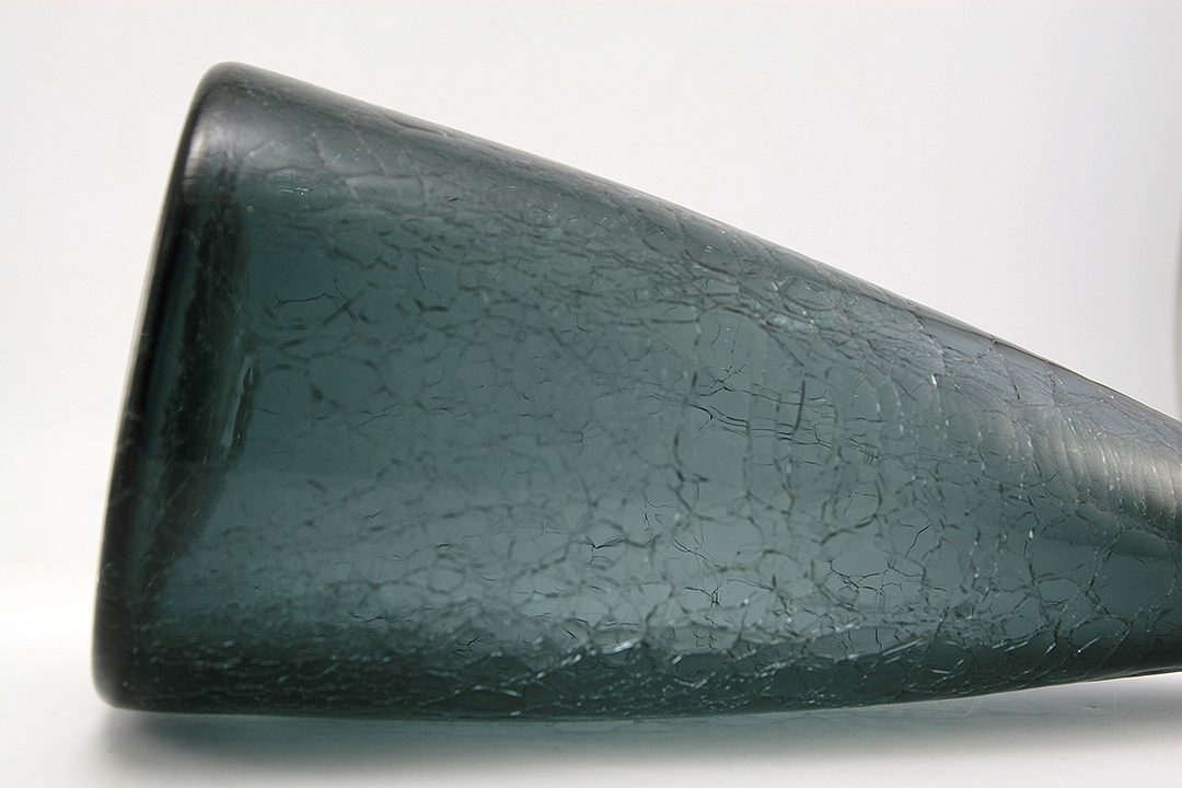 Blenko Art Glass Decanter Bottle Charcoal Crackle Huge - Image 2