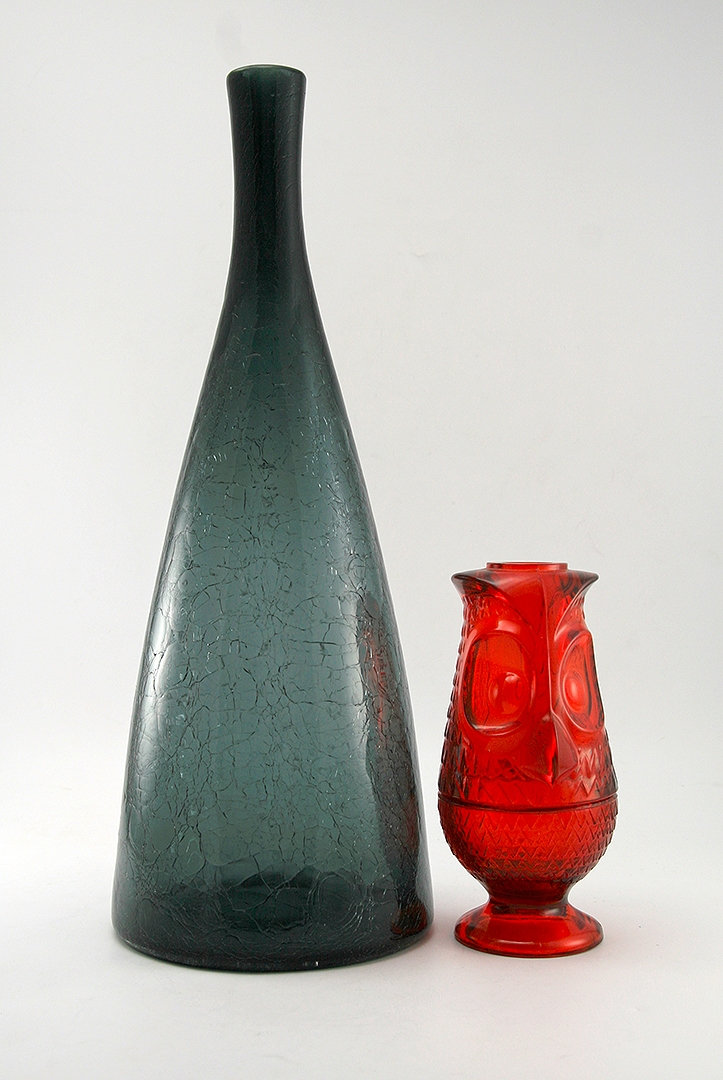 Blenko Art Glass Decanter Bottle Charcoal Crackle Huge - Image 3
