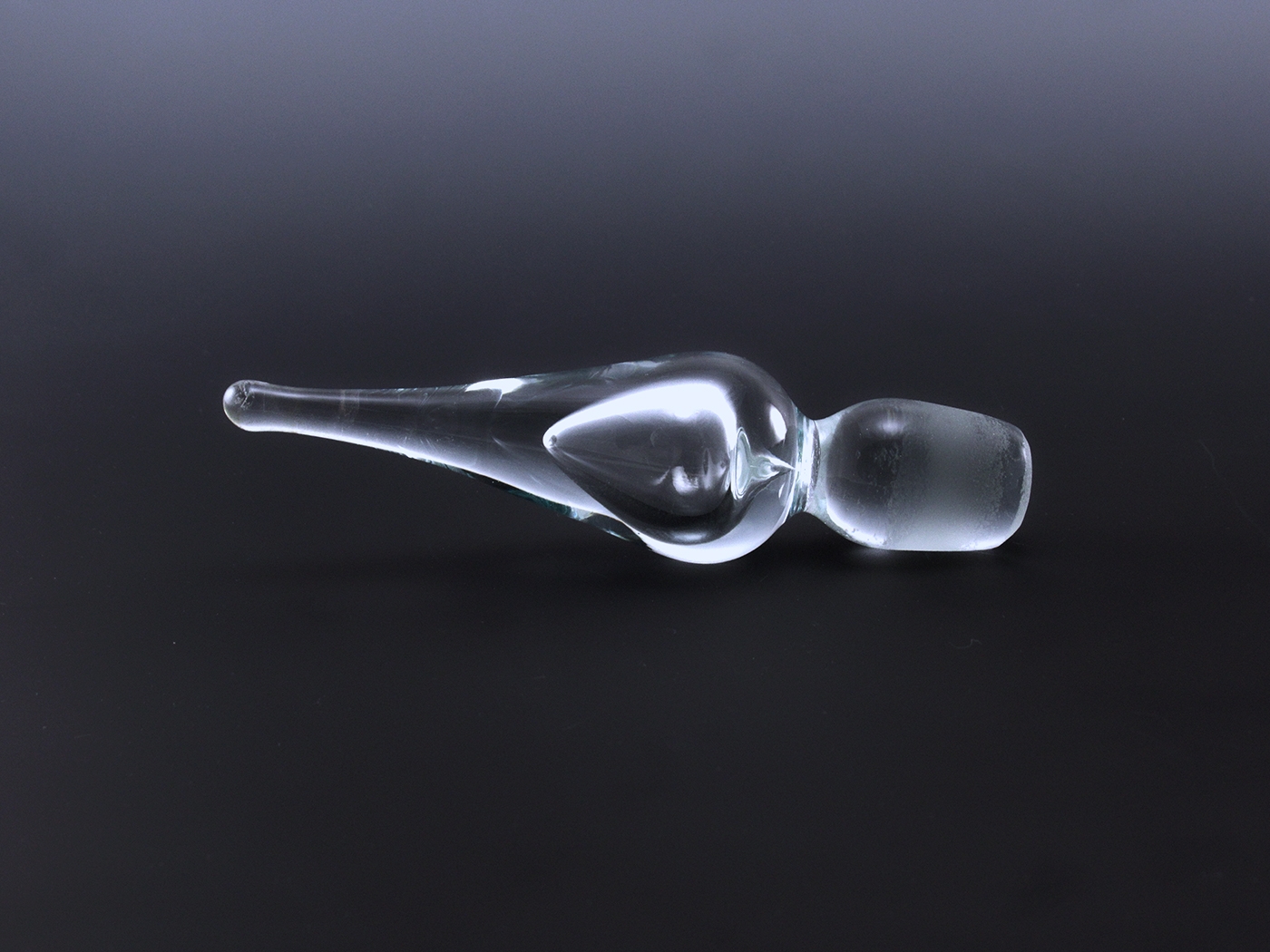 Scandinavian Glass Stopper Ice Blue Teardrop Internal Bubble