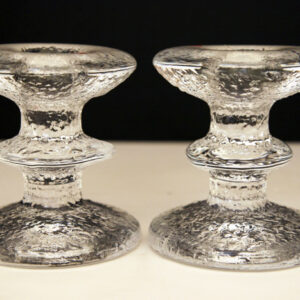 Iittala Glass Festivo Candlestick Set Timo Sarpaneva Initials