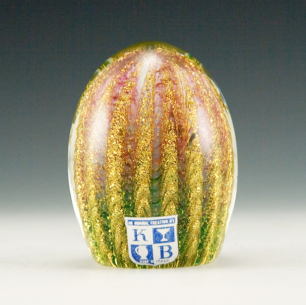 Italian Art Glass Gold Ribbed Paperweight - Image 2