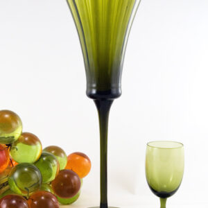 Italian Blown Optic Glass Tall Trumpet Goblet Vase