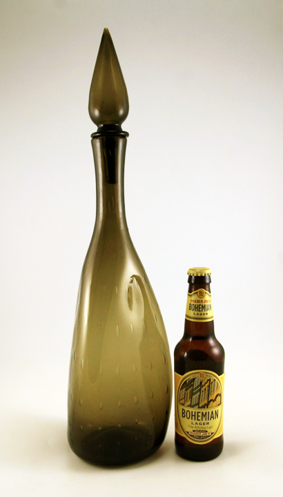 Italian Empoli Blown Glass Tri-Corner Decanter - Image 4