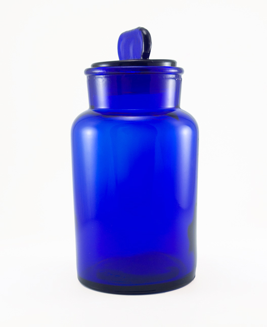 Italian Glass Canister Jar in Dark Blue