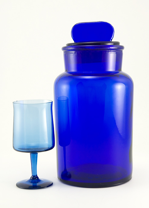 Italian Glass Canister Jar in Dark Blue - Image 3