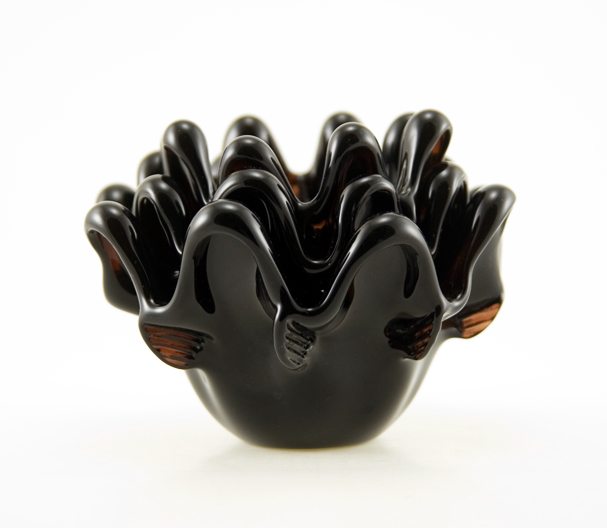 Italian Hand Formed Glass Stacking Bowls in Rootbeer