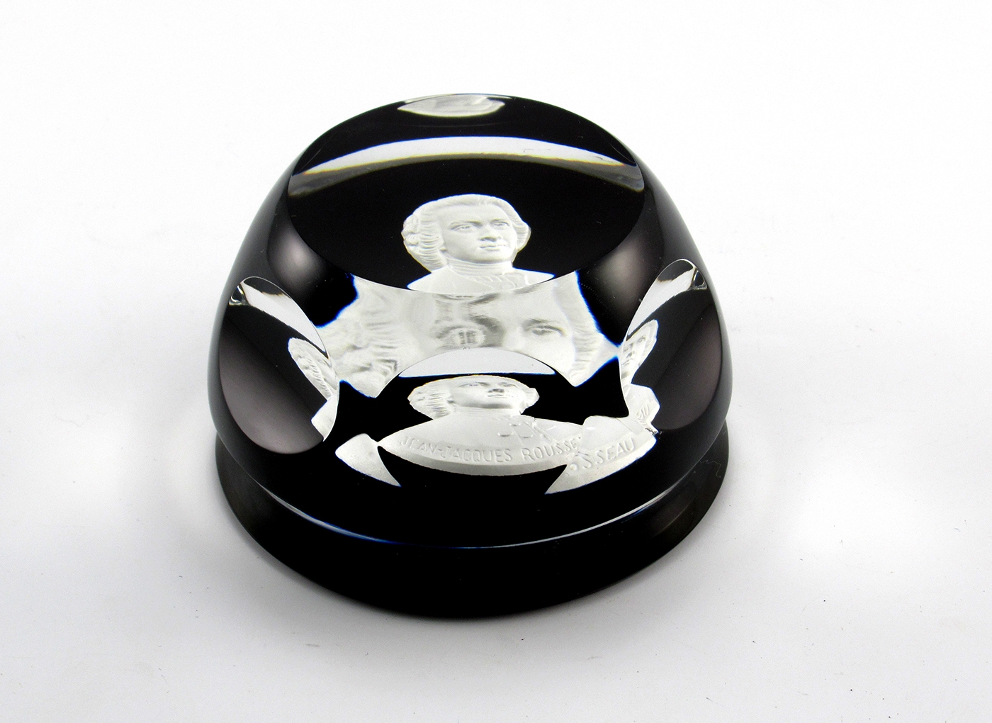 Baccarat Paperweight Cameo Jean Jacques Rousseau Ruby Base - Image 4