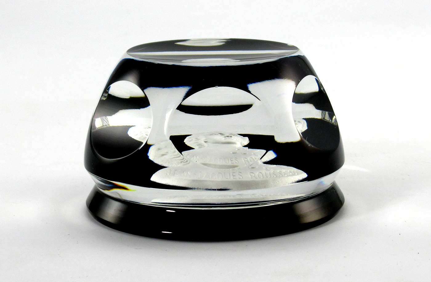 Baccarat Paperweight Cameo Jean Jacques Rousseau Ruby Base - Image 5
