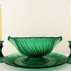 Jeannette Depression Glass Ultramarine Swirl Console Set