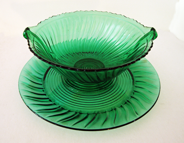 Jeannette Depression Glass Ultramarine Swirl Console Set - Image 3