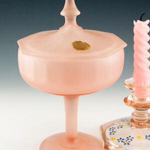 Satin Pink Covered Comport Depression Glass by Jeannette