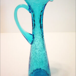 Kanawha Tall Ewer in Blue Crackle Glass