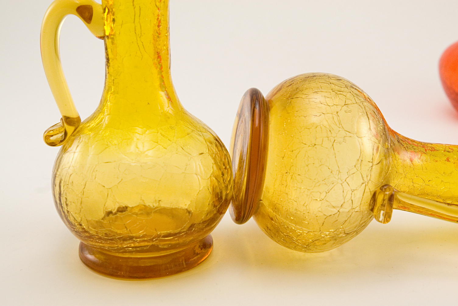 Vintage Glass Cruets in Amber Crackle by Kanawha - Image 3