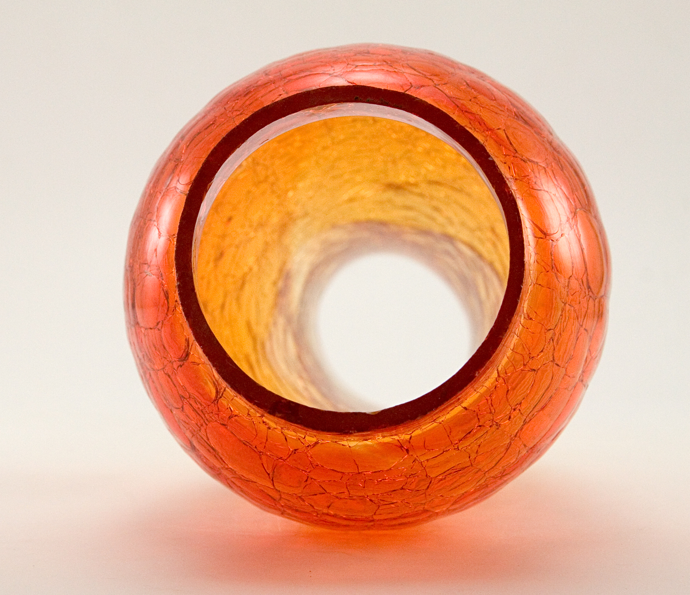 Lantern Chimney in Retro Mod Tangerine Crackle Glass - Image 5