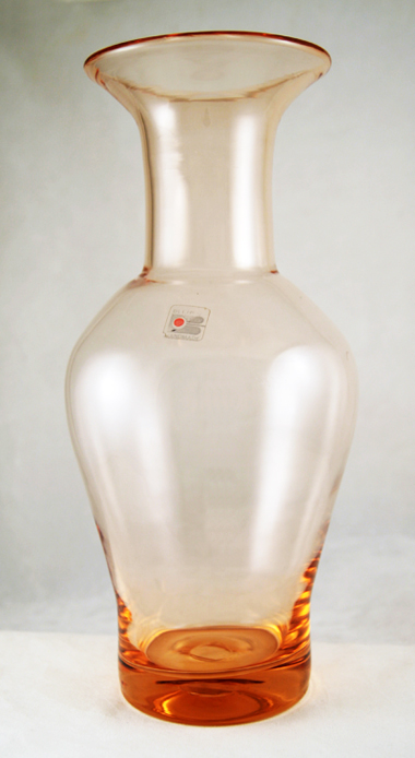 Large Blenko Art Glass Oriental Peach Vase