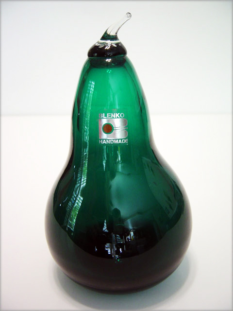 Emerald Glass Pear by Blenko Art Glass