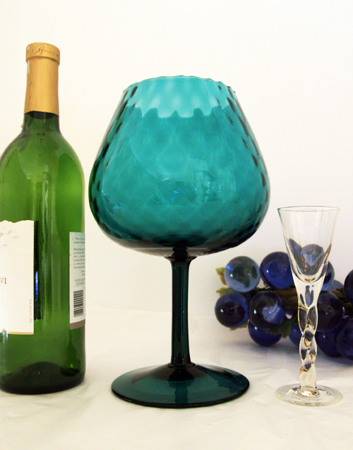Italian Blue Optic Glass Snifter Goblet