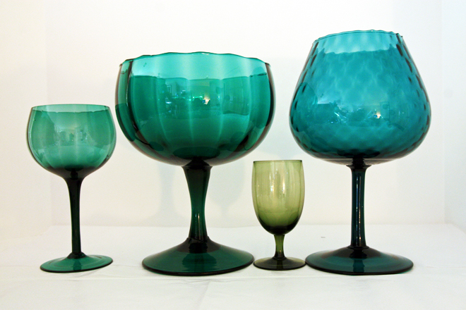 Italian Blue Optic Glass Snifter Goblet - Image 2