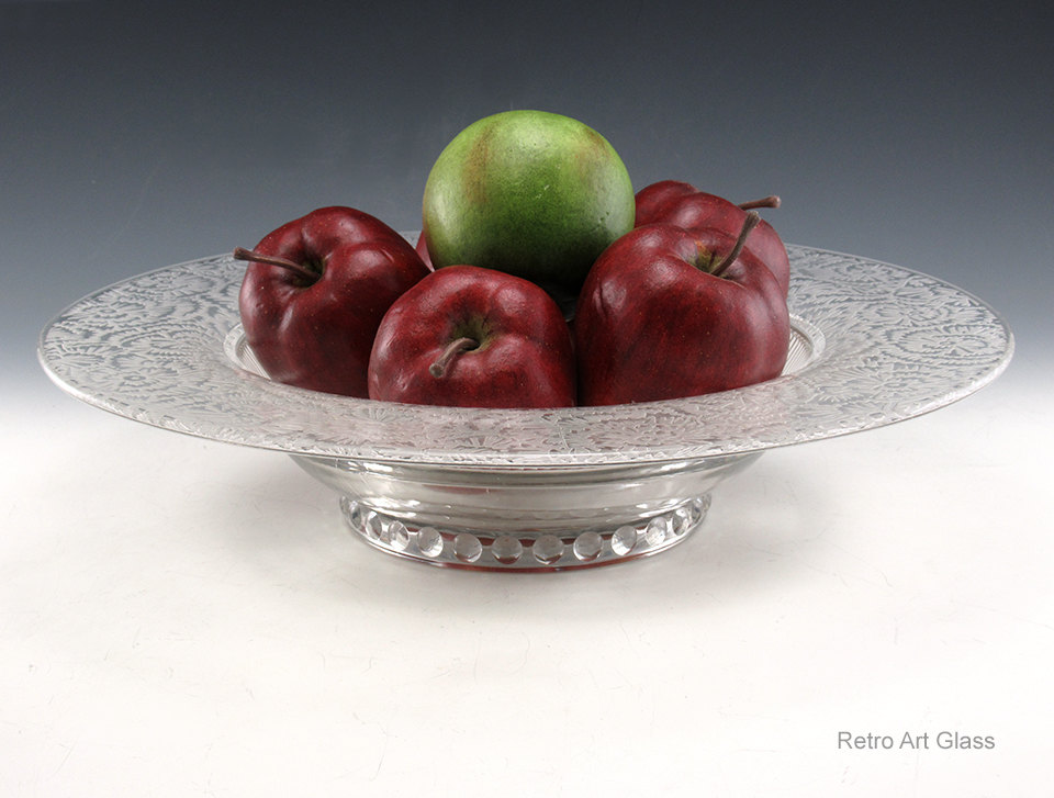 Large Art Deco Console Bowl by Paden City Frost Etch - Image 4