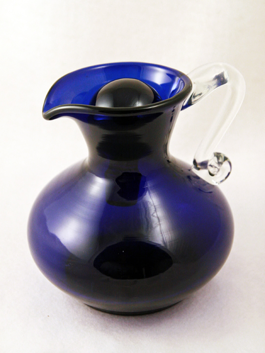 Cobalt Blue Glass Pitcher with Stopper