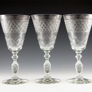 Large Vintage Fine Cut Crystal Water Goblet Pineapple Stem