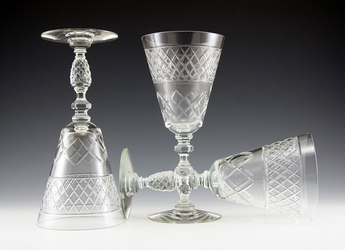 Large Vintage Fine Cut Crystal Water Goblet Pineapple Stem - Image 2