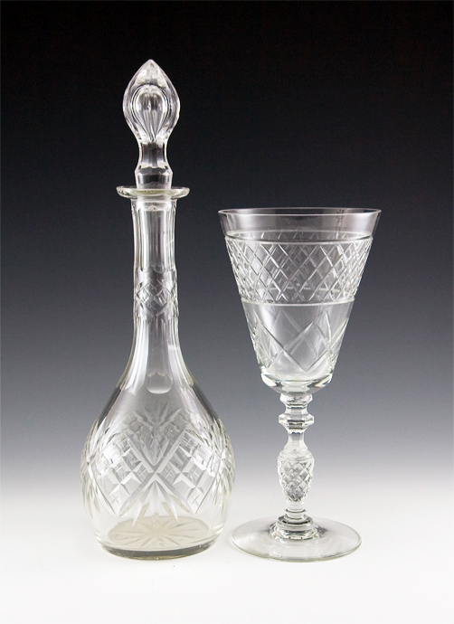 Large Vintage Fine Cut Crystal Water Goblet Pineapple Stem - Image 3