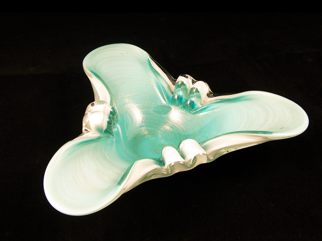 Fratelli Toso Aventurine Art Glass Tripod Dish