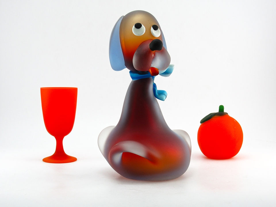 Large Art Glass Dog Clown by Giuliano for Murano Vetraria