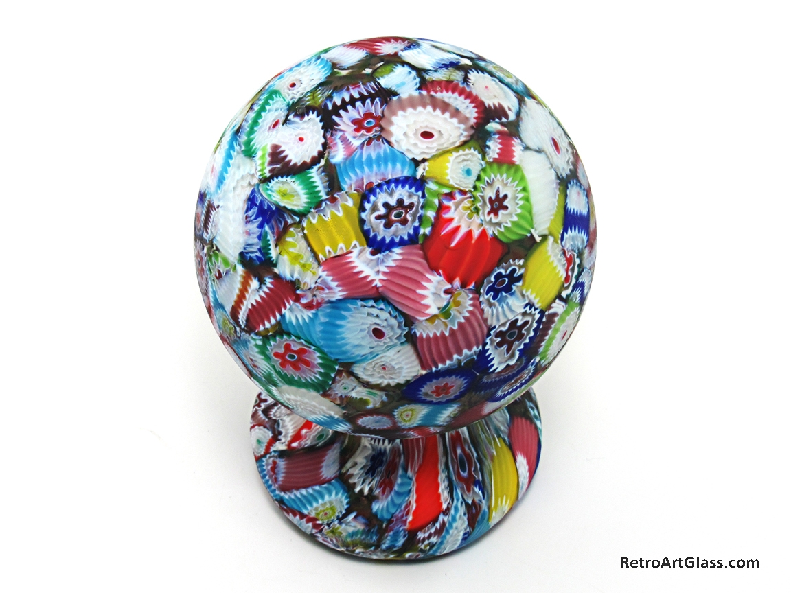 Vintage Italian Close-Pack Millefiori Art Glass Pedestal Paperweight - Image 5
