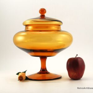 Mid-Century Modern Circus Tent Jar Handblown in Amber Glass Large