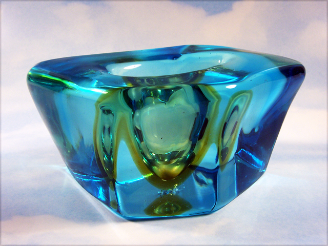 Large Vintage Murano Sommerso Glass Paperweight Vase