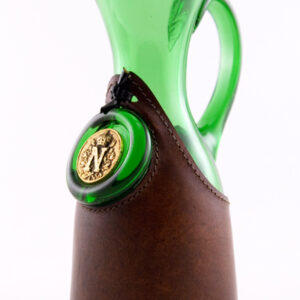 Retro Italian Leather and Blown Glass Jug