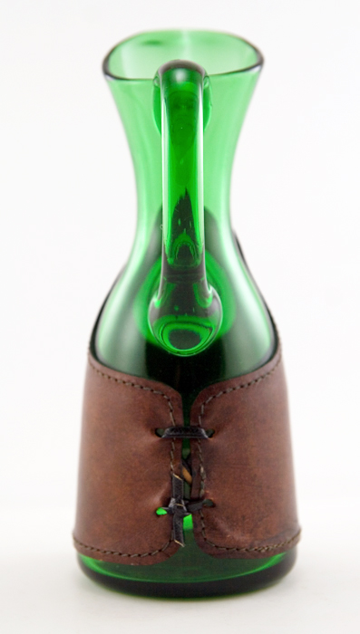 Retro Italian Leather and Blown Glass Jug - Image 3