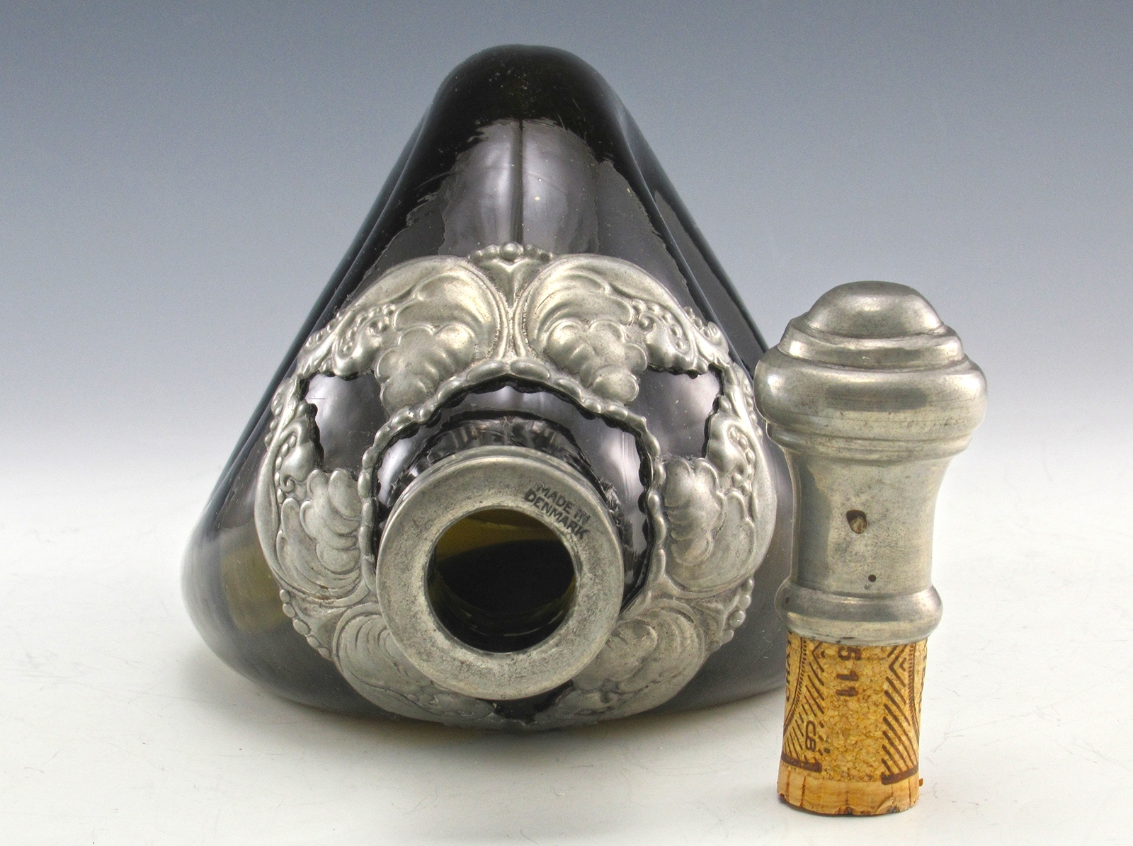 Pinched Decanter from Denmark Glass & Pewter Collar - Image 3
