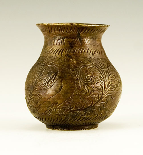 Medieval Inkpot Inkwell With Engraving And War Wound