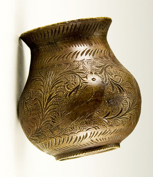 Medieval Inkpot Inkwell With Engraving And War Wound - Image 3