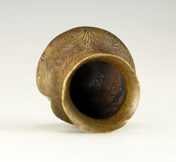 Medieval Inkpot Inkwell With Engraving And War Wound - Image 2