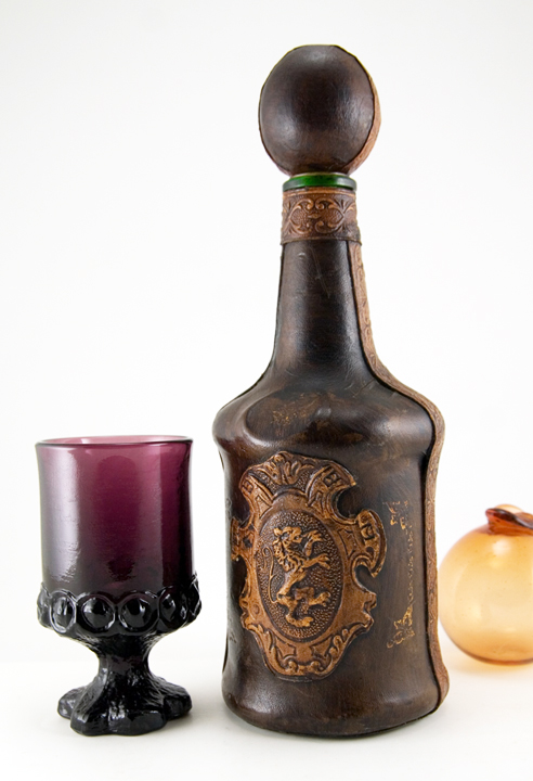 Vintage Italian Leather Medieval Style Decanter - Image 4