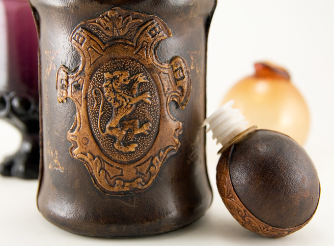 Vintage Italian Leather Medieval Style Decanter