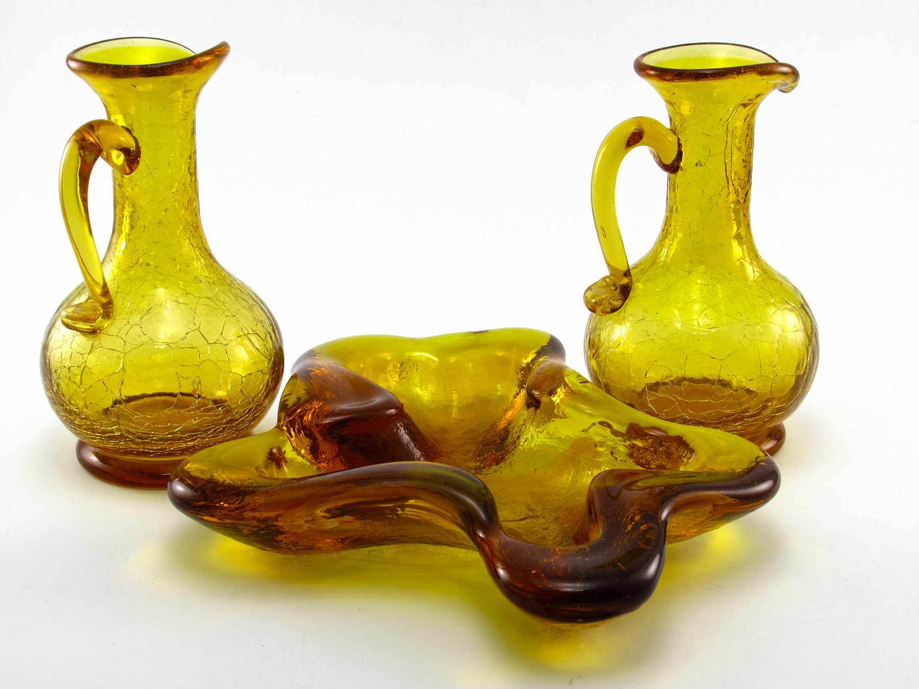 Blenko Amoeba Dish in Hand-Made Amber Art Glass - Image 4