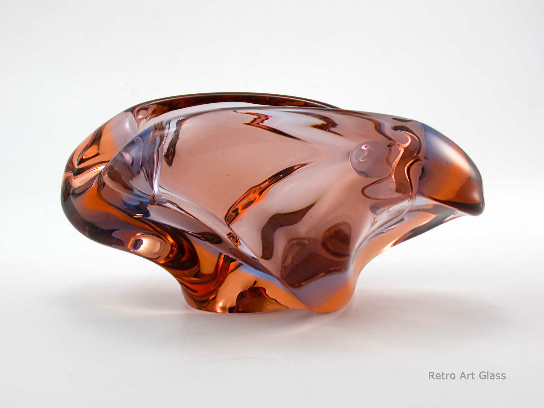 Mid-Century Modern Art Glass Art Glass Free-form Sculpture by Zelezny Brod