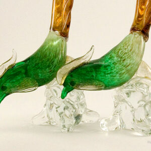Mid-20th Century Modern Venetian Art Glass Pheasant Pair