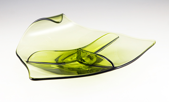 Mid-Century Modern Elegant Glass Large Serving Dish