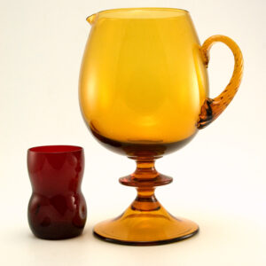 Space Age Decor Tall Hand Blown Glass Pitcher
