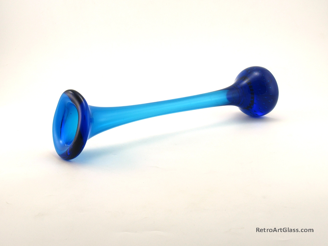 Swedish Modern Retro Glass Bone Vase in Deep Blue - Image 3
