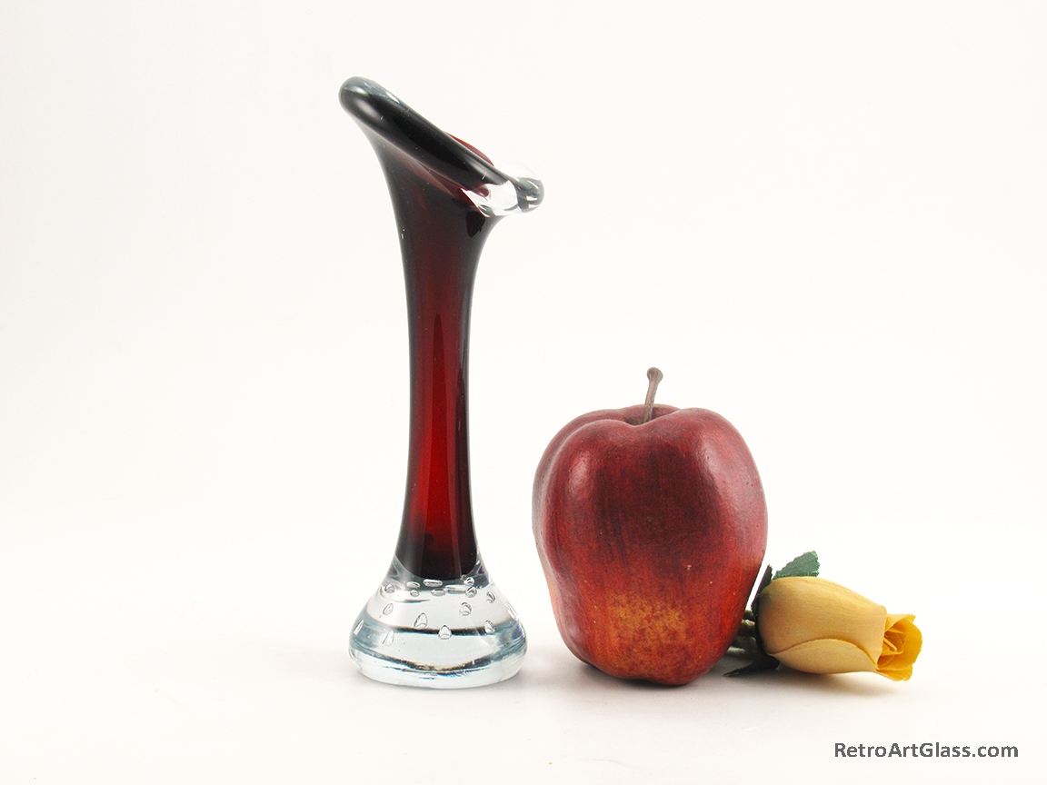 Swedish Modern Retro Glass Bone Vase in Ruby Red - Image 2