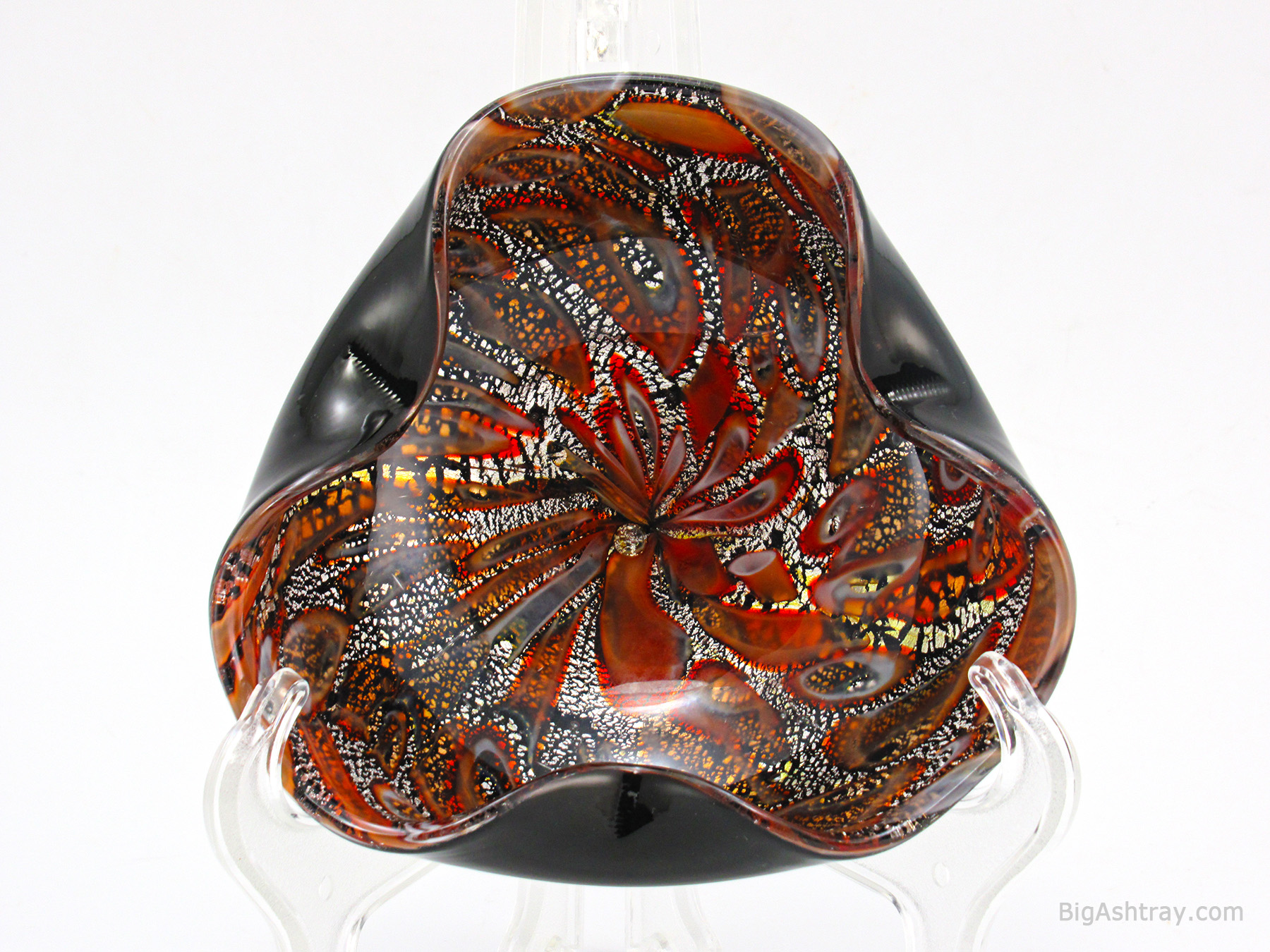 Vintage Italian Murano Art Glass Cane and Silver Leaf Bowl - Image 4